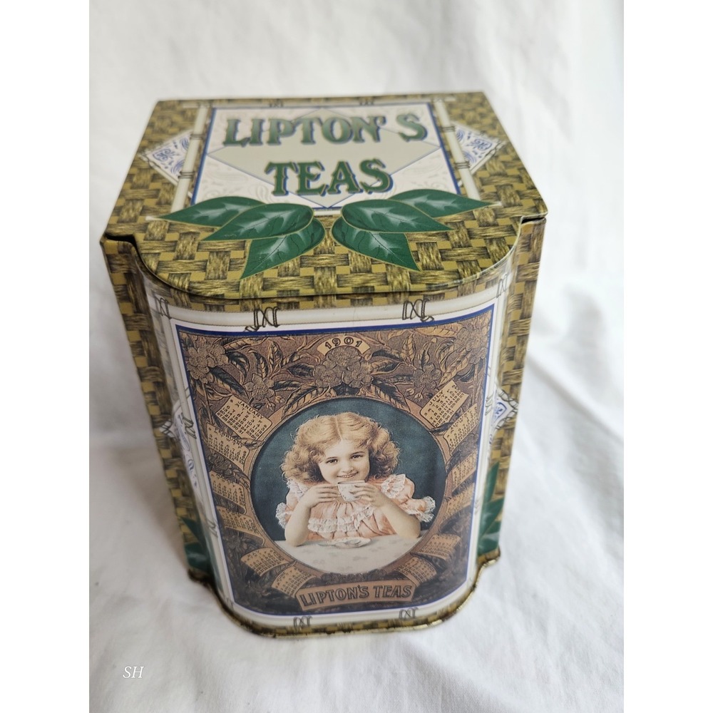 Vintage Lipton's Teas Tin Box with‎ Sloped Lid Collectible by Tin Box Company